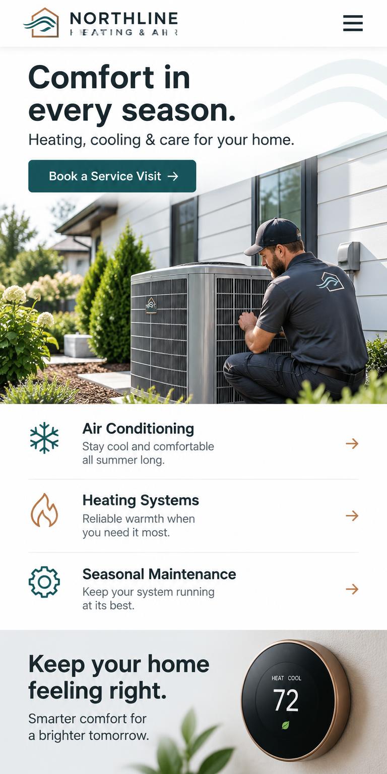 HVAC Website Concept — mobile website preview for Contractors & Construction
