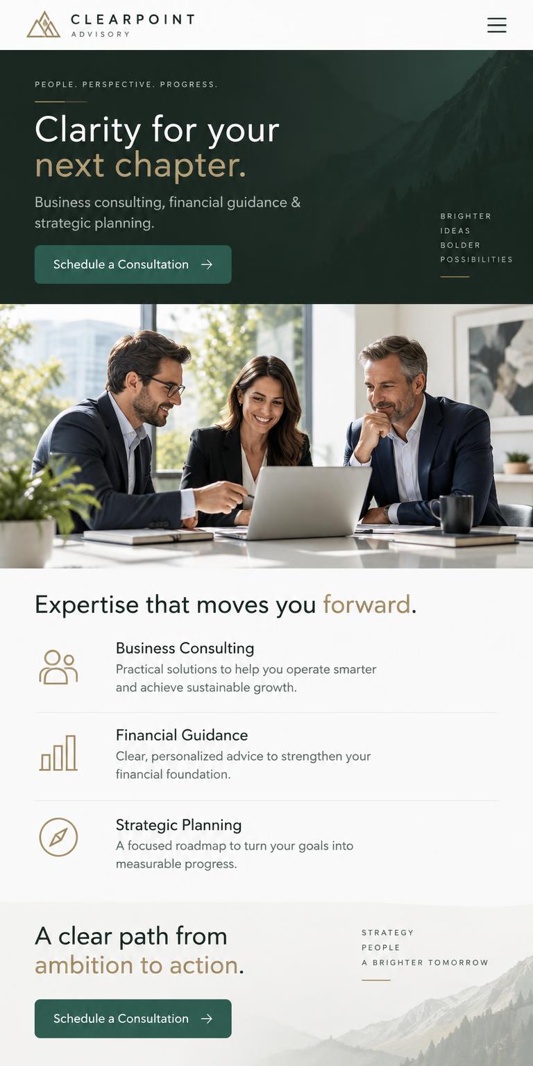 Professional Services Website Concept — mobile website preview for Professional Services