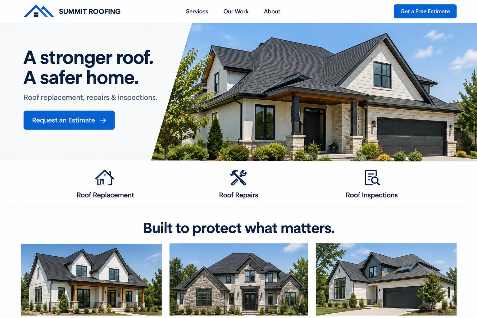 Roofing sample website design