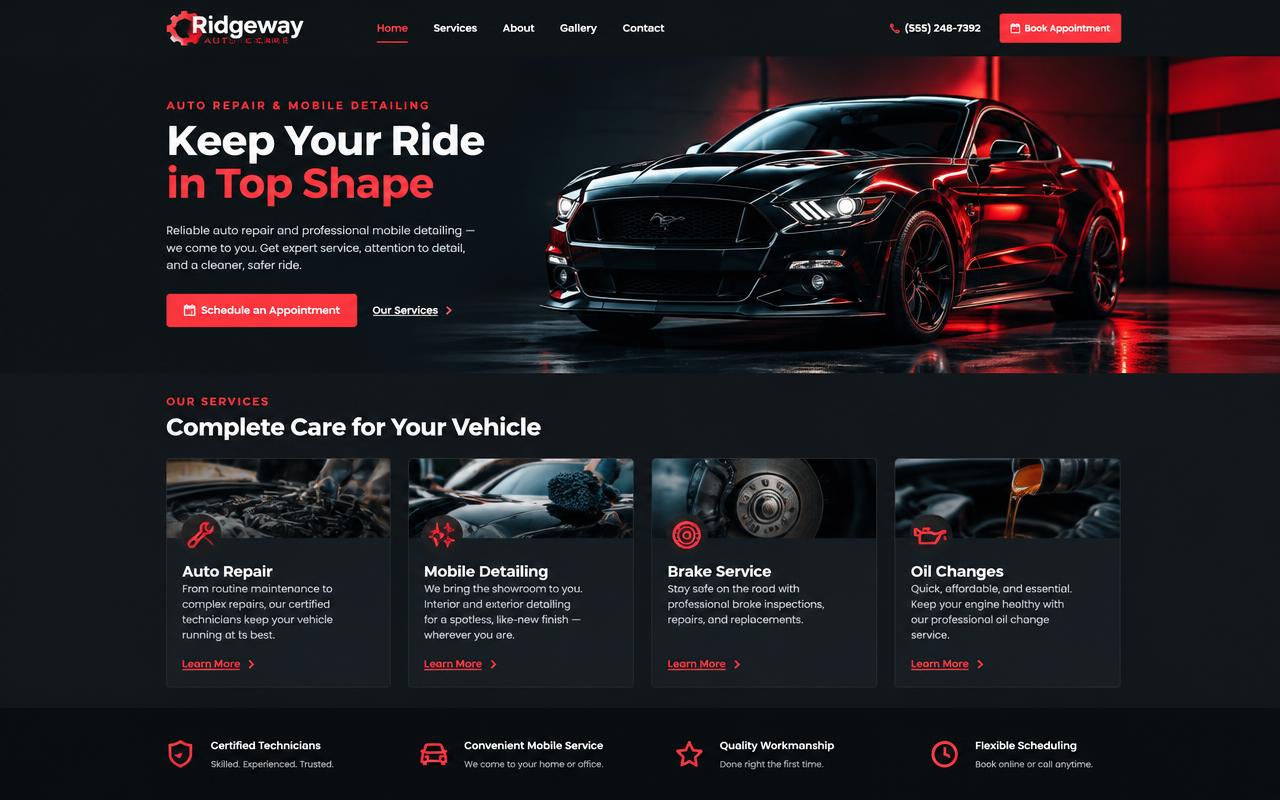 Automotive Service Website Concept — desktop website preview for Automotive